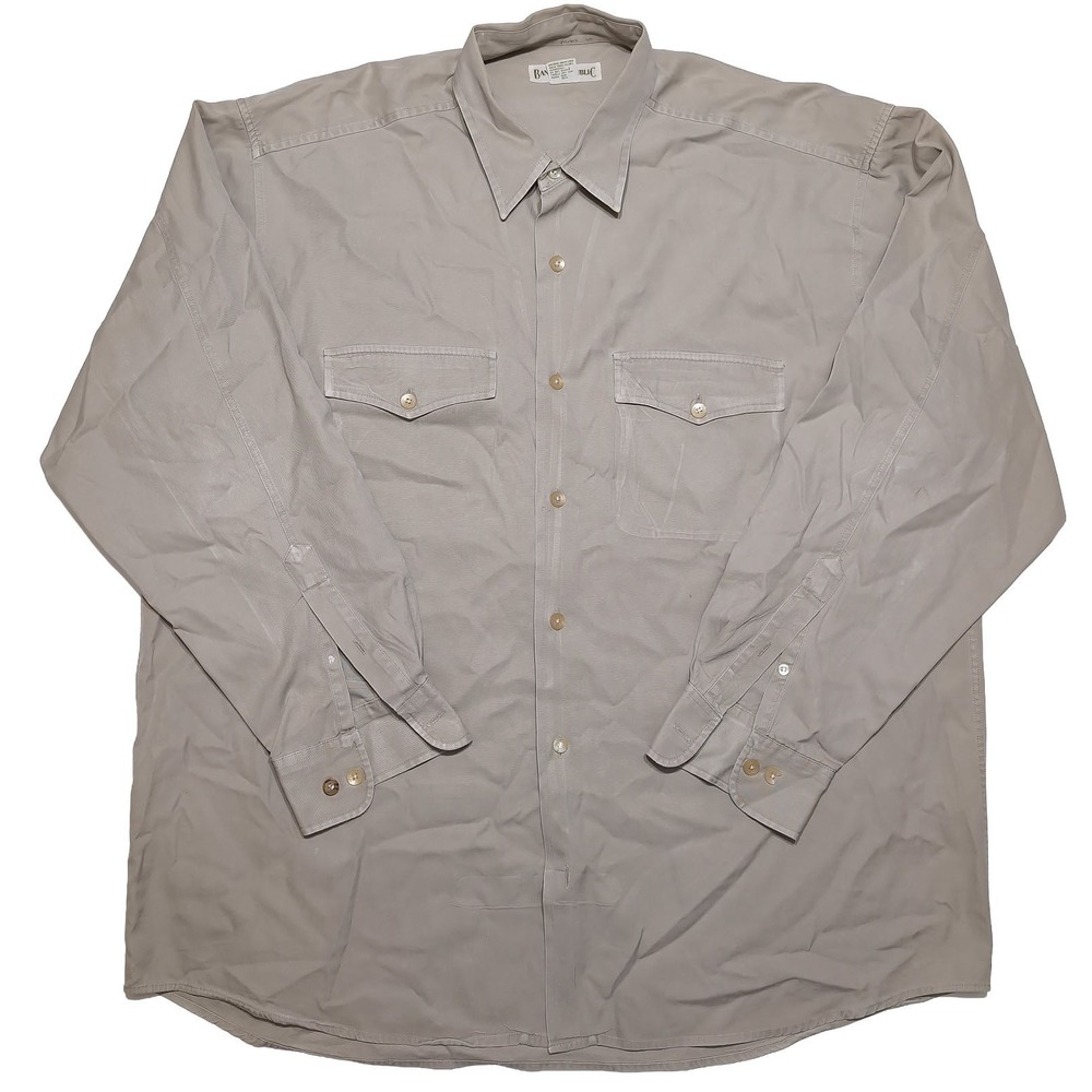 Vintage BANANA REPUBLIC Long Sleeve Safari Shirt Beige‎ Large L ~ Flaws